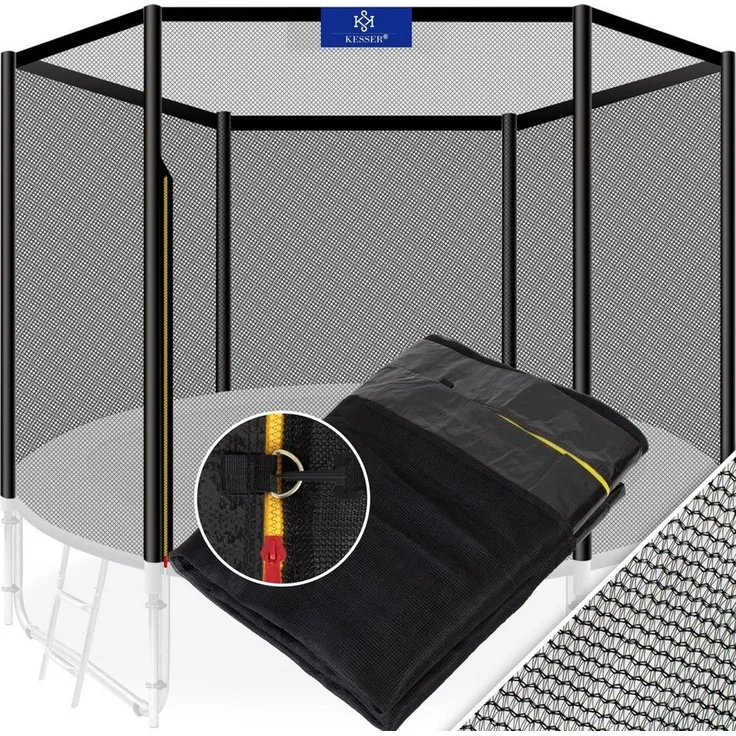 KESSER® Trampolin Ersatznetz, UV-beständig, einfache Montage, mit Reißverschluss, Ø 427cm (6 Stangen)