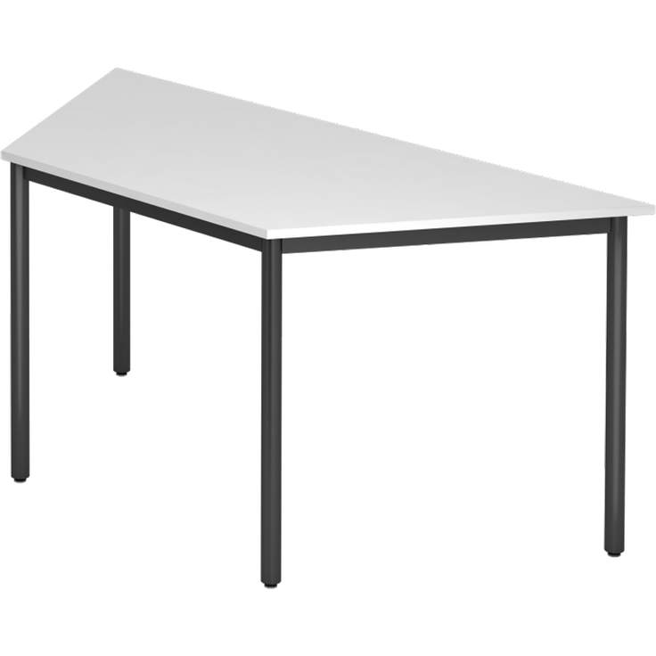 Trapeztisch Rundfuß 160x69cm Weiß / Schwarz