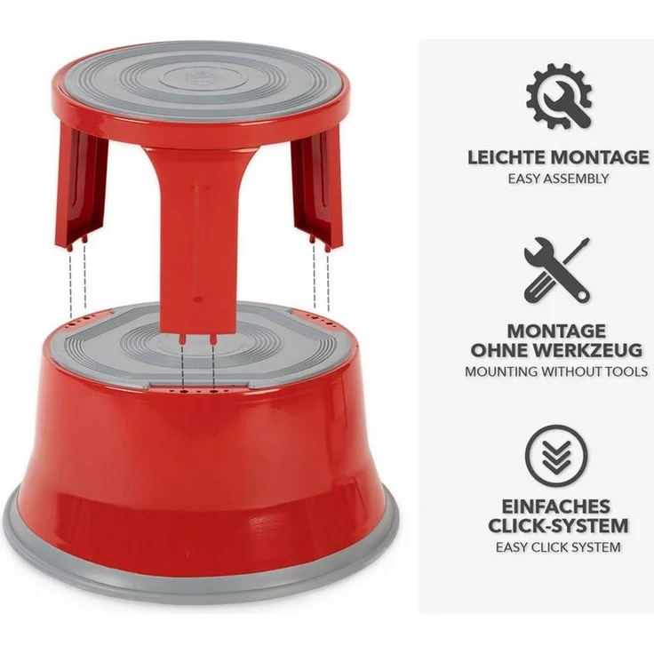 Karat Tritthocker Elefantenfuß, 4 Farben Rollhocker, Hocker, Sitzfläche ohne Lehne, Stahl – Bild 2