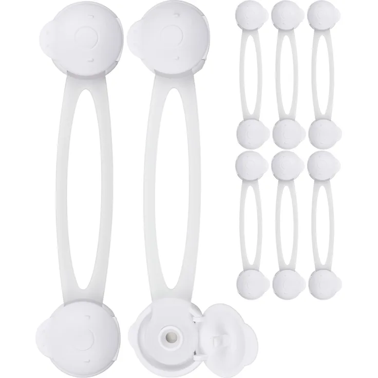 Universal Kindersicherung im 8er Pack, Multifunktionssicherung zum Kleben, Sicherung von Schubladen, Schränke, WC, Mülleimer, Mikrowelle, Kühlschrank