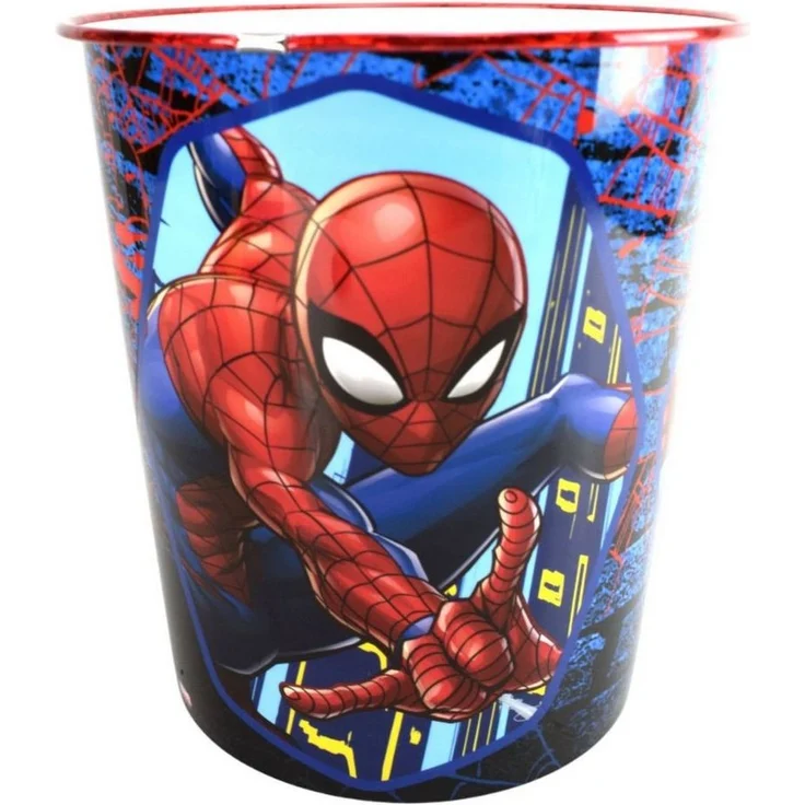 Papierkorb fürs Kinderzimmer aus Kunststoff Zeichentrickfiguren Motiv ca. Ø 21cm Spider-Man – Bild 1