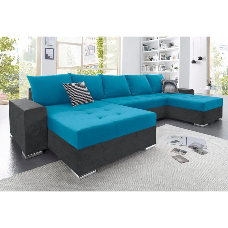 COLLECTION AB Wohnlandschaft XXL-Josy U-Form, Breite 333 cm, mit 2 Recamieren 77 & 79 cm, inkl. Bettfunktion, Bettkasten, mit 5 gleich großen Rückenkissen – Bild 1
