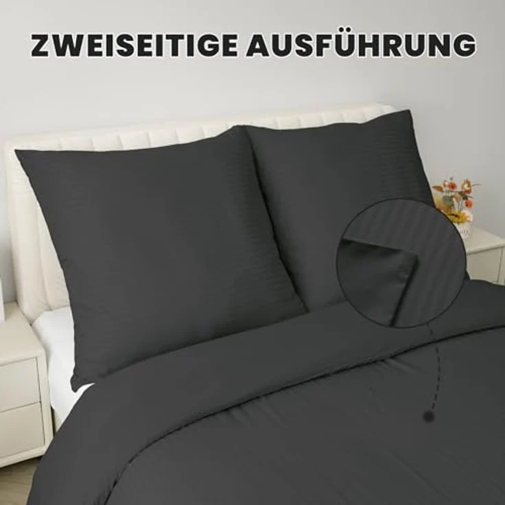 Good Nite Bettwäsche Gestrecktes Mikrofaser-Bettwäsche-Set mit Reißverschluss, Mikrofaser (Polyester), 3 teilig, Hochwertige Mikrofaser, gebürstet, Umschlagstil – Bild 3