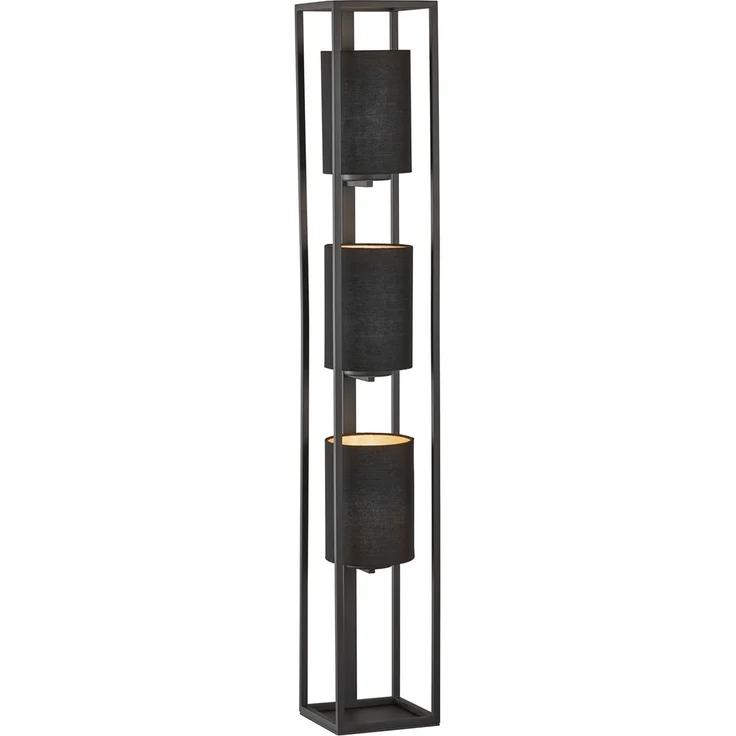 Fischer & Honsel 40459 Stehleuchte Spenzer 3-flammig sandschwarz goldfarben E27 – Bild 2