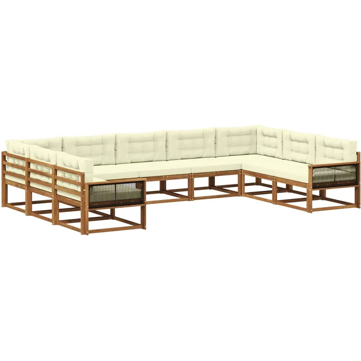 vidaXL Outdoor-Sofagarnitur 9 stk. 9-Sitzer Natur und Creme 3382883 – Bild 2