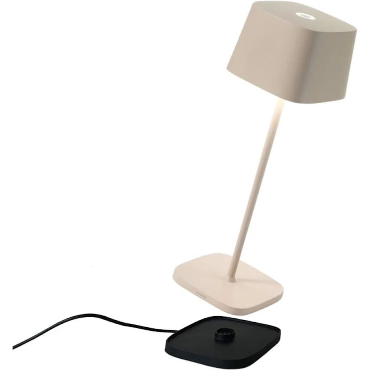 Zafferano - Ofelia Pro Kabellose LED-Tischleuchte aus Aluminium, dimmbar, IP65-Schutz, Indoor/Outdoor Benutzung, EU-Stecker - Höhe: 29cm (Sand) [Energieklasse A+++], LD0870S3