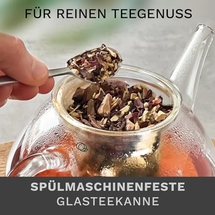 Creano Teekanne Creano Teekanne aus Glas 0,8l - Glasteekanne mit Glas-Sieb und Deckel, 1x Glasteekanne mit Glassieb – Bild 5