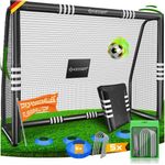 KESSER® Fußballtor mit Polsterung, Erdhaken, Luftpumpe & Hüttchen, Stahlrahmen schwarz, 180x120 cm