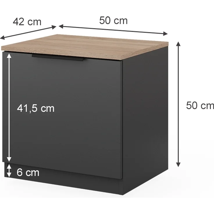 Nachttisch Betti Anthrazit/Sonoma 50 x 50 cm Vicco – Bild 3