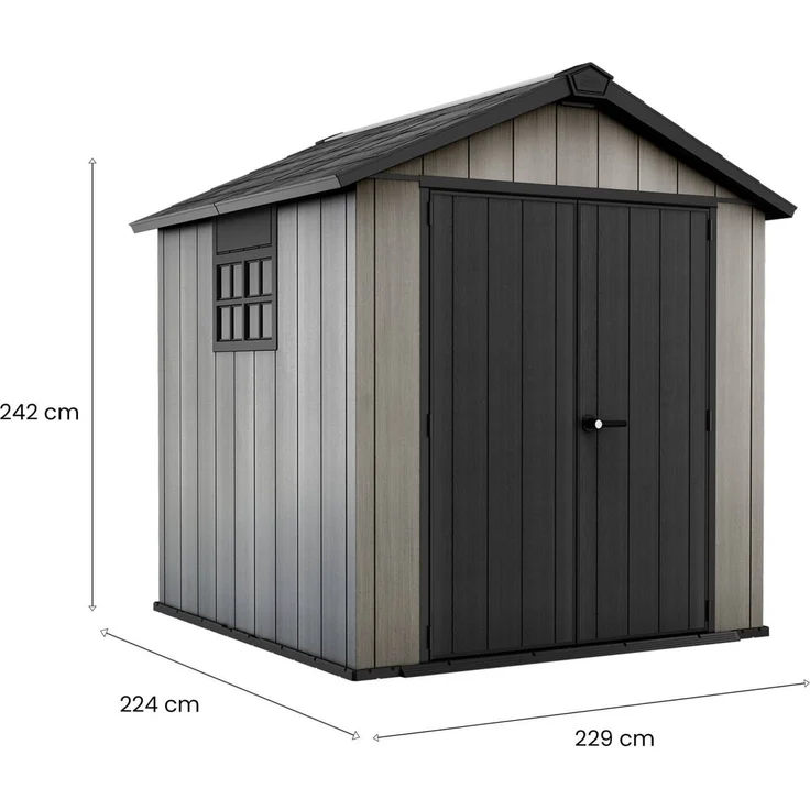 Dmora Gartenhaus Dartmouth, Gartenhütte, Gartenhaus, Werkzeugschuppen, 229x224 h242 cm, Grau – Bild 3