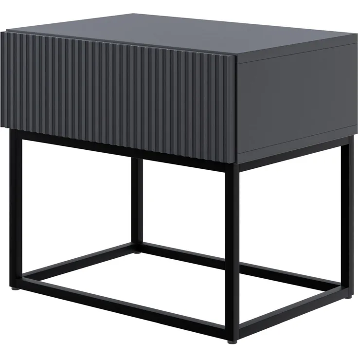 Selsey 'Veldio' Nachttisch mit Schublade, schwarz mit Metallgestell, ca. 44 x 50 x 36 cm