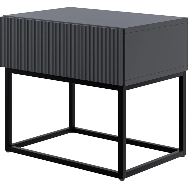 Selsey 'Veldio' Nachttisch mit Schublade, schwarz mit Metallgestell, ca. 44 x 50 x 36 cm – Bild 1