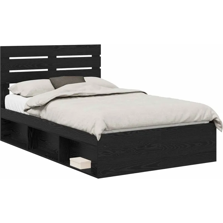 vidaXL Bettrahmen Schwarz 135 x 190 cm Massives Kiefernholz 3411424