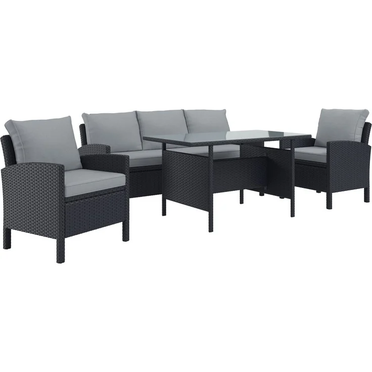 KONIFERA Gartenlounge-Set »Brooklyn«, (Set, 12-tlg, 1x 3er Sofabank, 2 Sessel, Tisch 66x120x74 cm, inkl. Auflagen), Stahl/Polyrattan – Bild 1
