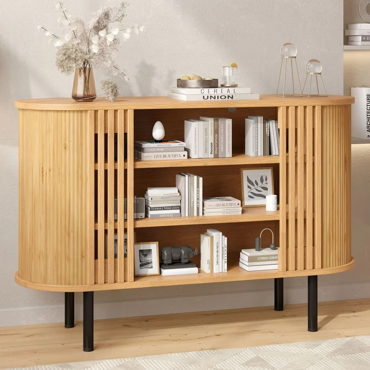 ZUBALIYA Sideboard 120x40x80 cm, aus MDF / Spanplatte, Natur – Bild 17