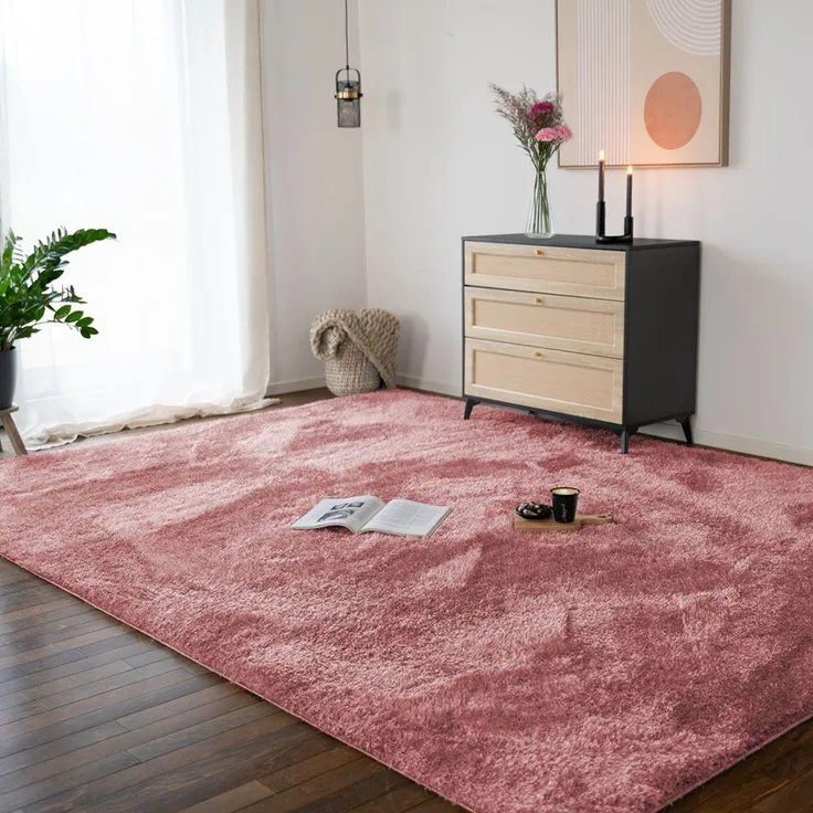HOME DELUXE Hochflor Teppich SOFI - 300 x 200 cm Altrosa