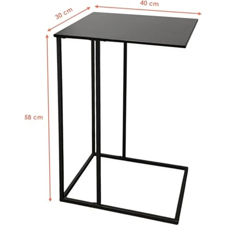 Spetebo Beistelltisch Metall Couchtisch in schwarz 58 x 40 cm (Anazhl, 1-St, Tisch), in C Form – Bild 3