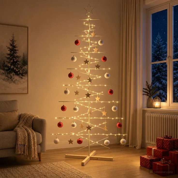 vidaXL Metall Weihnachtsbaum KUOPIO 210 cm Stahl Gold 42053871 – Bild 3
