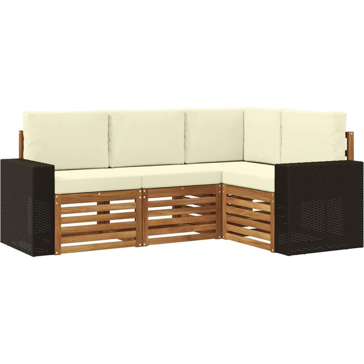 vidaXL Outdoor-Sofagarnitur 4 stk. 4-Sitzer Natur und Creme 3384301 – Bild 2
