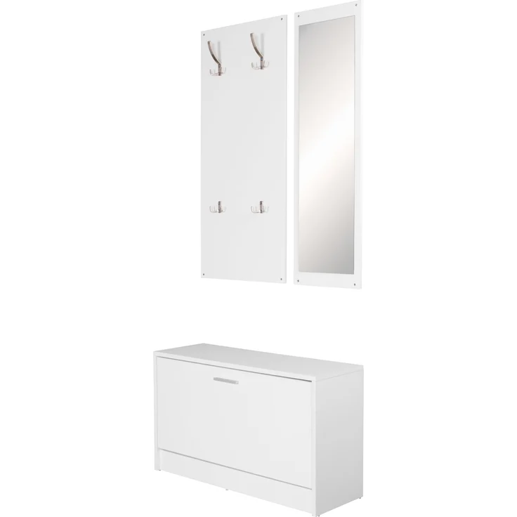 Wohnling Wand-Garderobe JANA mit Spiegel & Schuhschrank, Spanplatte weiß – Bild 9