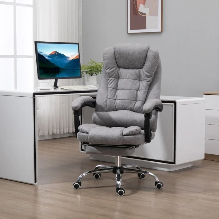 Bürostuhl mit Massagefunktion, Ergonomischer Schreibtischstuhl mit Liege- & Wärmefunktion, Fernbedienung, Grau--Grau--65x70x119cm--YOUDENOVA – Bild 2