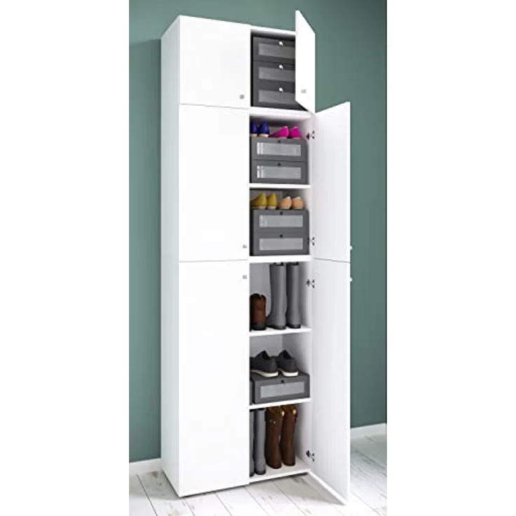 MID.YOU Schuhschrank, Weiß, Kunststoff, 3 Fächer, 70x223x39 cm, Garderobe, Schuhaufbewahrung – Bild 2