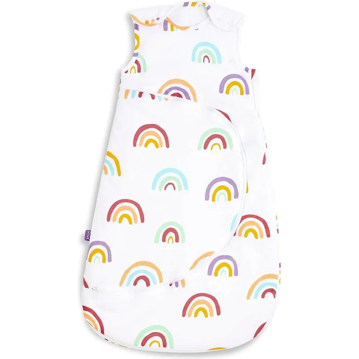SnüzPouch Baby Schlafsack, 2. 5 Tog, Regenbogen-Design, 100% Baumwolle, mit Reißverschluss für einfaches Windelwechseln, Maschinenwaschbar, 6-18 Monate