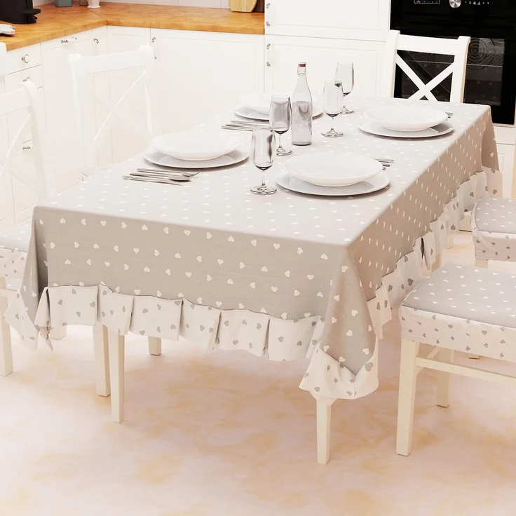 PETTI Artigiani Italiani - Tischdecke, Tischdecke, Tischdecke, laminierte Tischdecke mit Igelmotiv aus Baumwolle, Grau, 12 Sitzplätze (140 x 240 cm), 100% Made in Italy