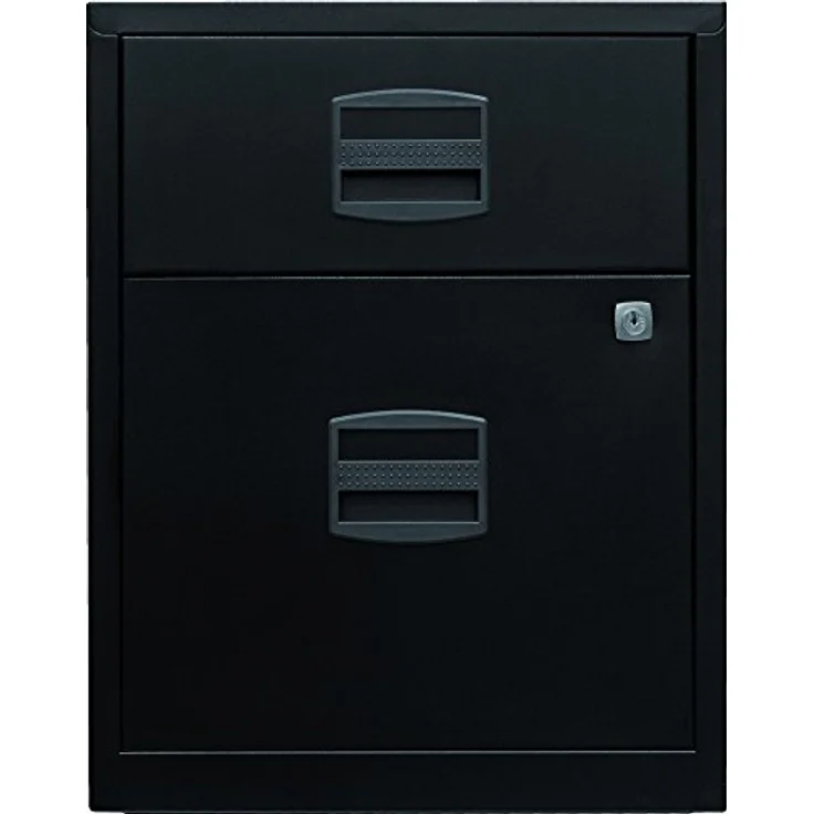 Bisley Home mobiler Beistellschrank PFA, 1 Universalschublade, 1 HR-Schublade, Metall, 633 Schwarz, 40 x 41.3 x 52.8 cm – Bild 3