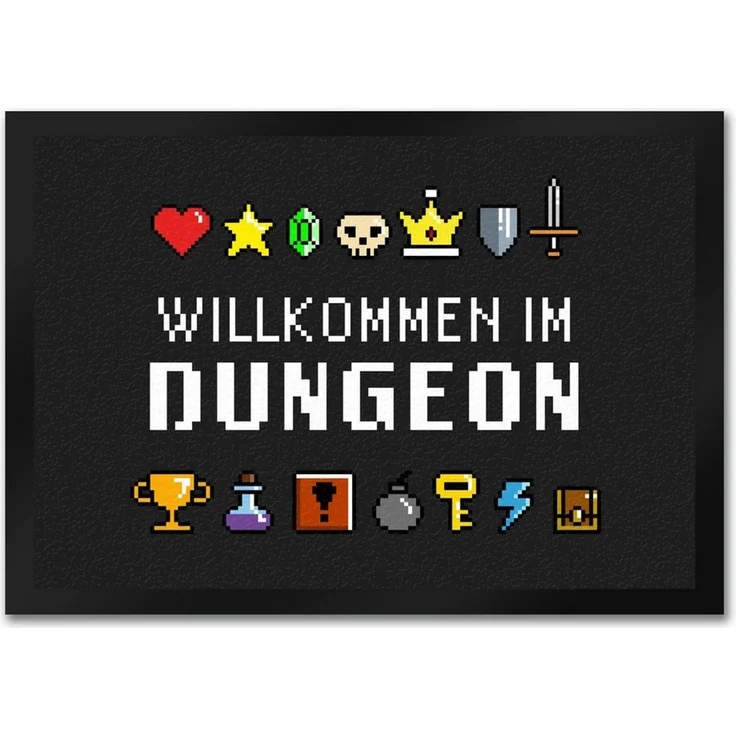 speecheese Fußmatte Willkommen im Dungeon Fußmatte in 35x50 cm für Gamer mit bunten Pixel – Bild 1
