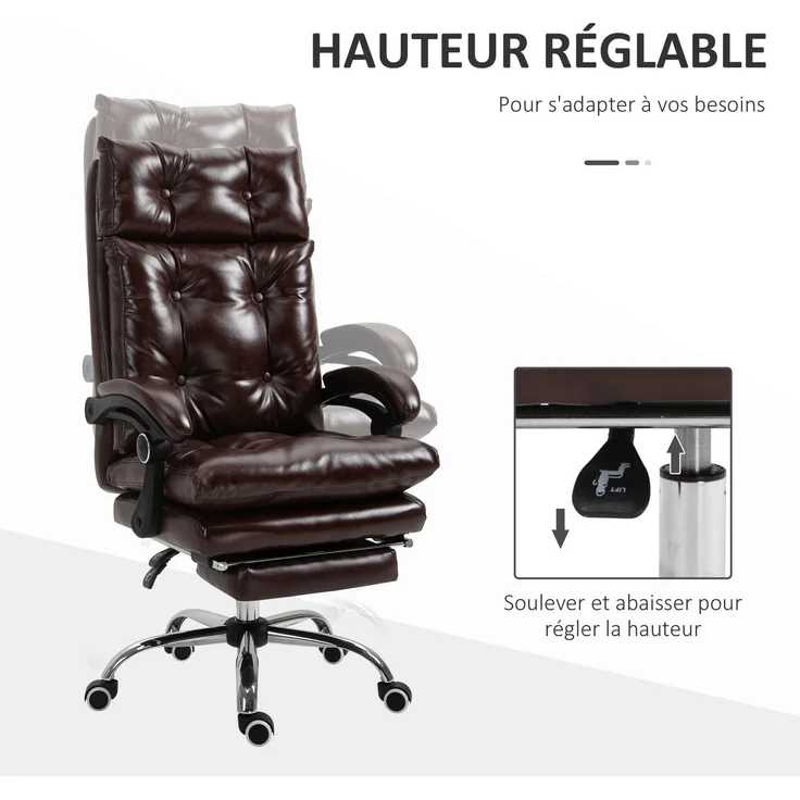 MELAYR, Bürostuhl, ergonomischer Bürostuhl mit verstellbarer Höhe, 77 x 40 x 65 cm, Braun – Bild 6