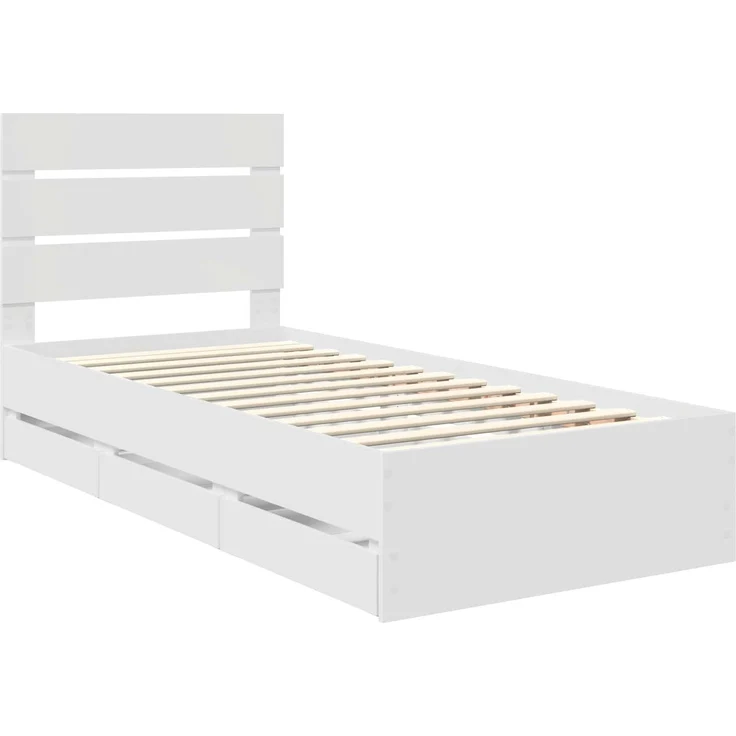 vidaXL Bettrahmen mit Schubladen Weiß 90 x 190 cm Ingenieurs Holz 3411863 – Bild 4