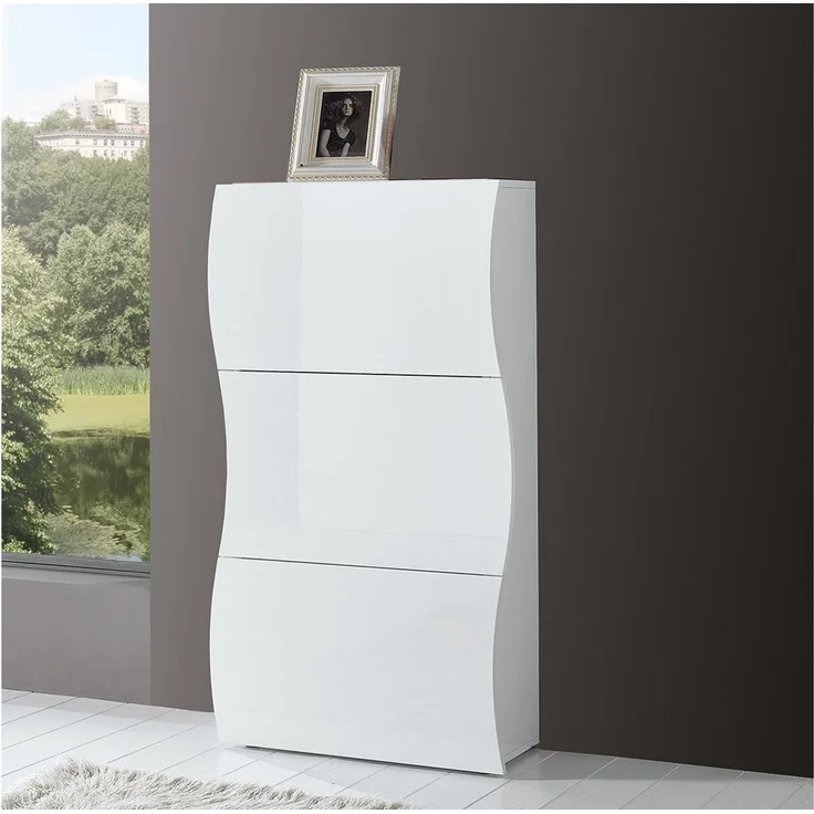 Schuhschrank >Onda< in Weiß/Hochglanz - 71x122x27cm (BxHxT)