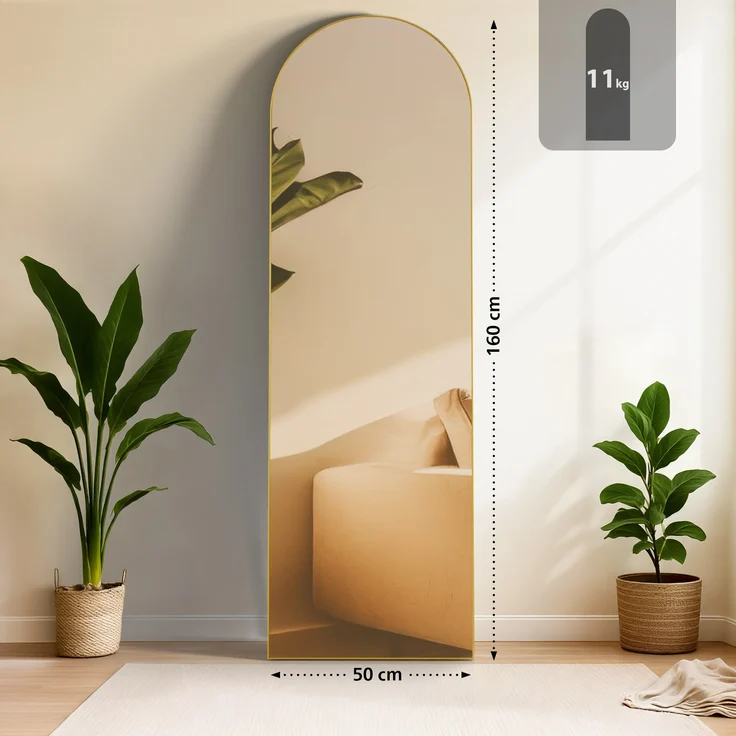 Standspiegel MALAGA - Glas Gold glanz 50x3x160 cm | Ganzkörperspiegel Freistehender Spiegel Groß Schlafzimmer – Bild 7