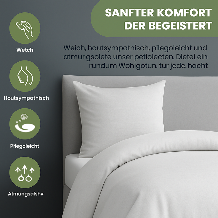 Julido Jersey Bettwäsche 135x200cm 100% Baumwolle weich atmungsaktiv Hellgrau – Bild 4