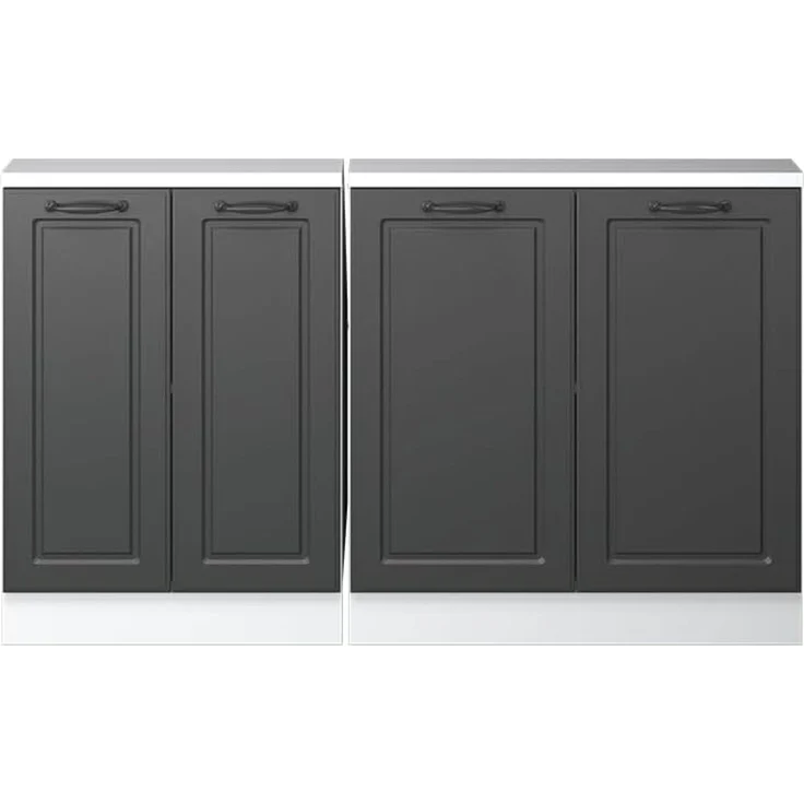 Küchenschrank für Dachschrägen R-Line Anthrazit Landhaus 140 cm 2er Set Vicco – Bild 4