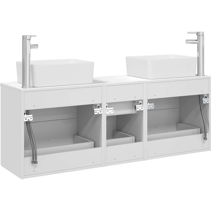 vidaXL Badezimmerschrank-Set 3 stk. Weiß 136 x 35 x 80 cm 3405859 – Bild 7