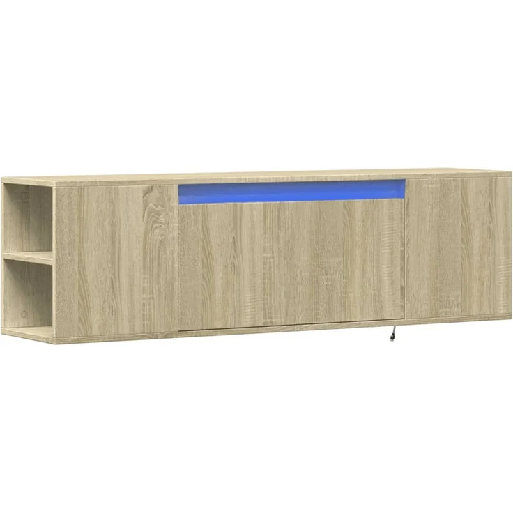 TV-Wandschrank, Fernsehschrank mit LED-Beleuchtung Sonoma-Eiche 135 x 31 x 39,5 cm – Bild 3