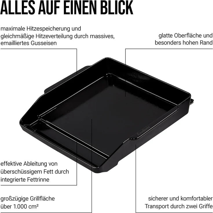 ENDERS / Plancha M Gusseisen 42cm x 44cm x 8cm für Serien Hyde und Chicago Next / Gusseisen / L44,00xB42,00xH7,00cm – Bild 3