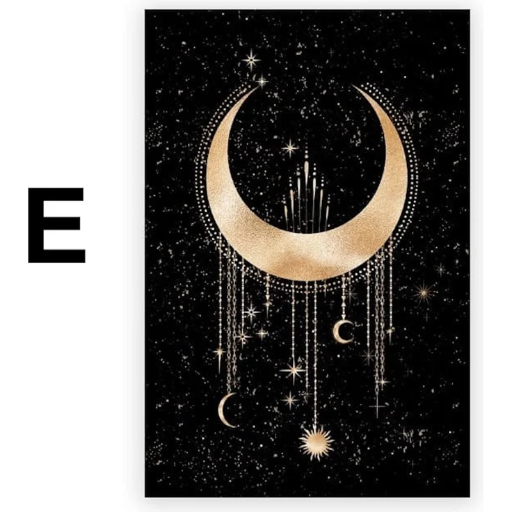Poster Mond Sterne Gold Schwarz als Deko Print Ohne Rahmen - E / 40x60 cm – Bild 7