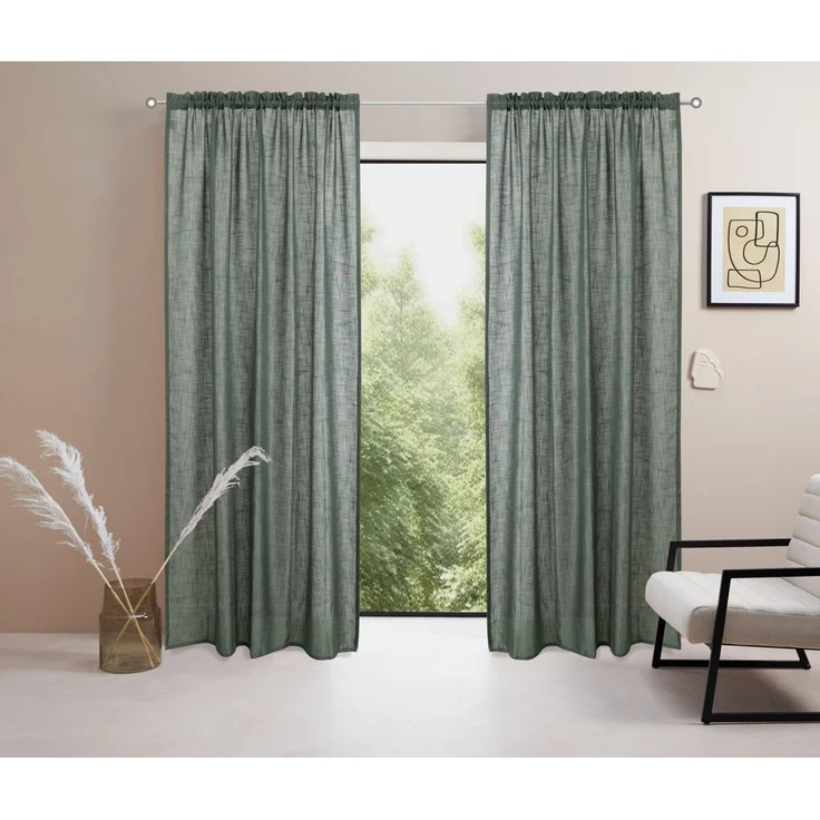 LeGer Home by Lena Gercke Gardine Marusha, Leinenoptik, halbtransparent, 1er & 2er Pack, Topseller! (2 St), Stangendurchzug, halbtransparent, Leinenoptik, grob gewebt, strukturiert, verschiedene Größen – Bild 1