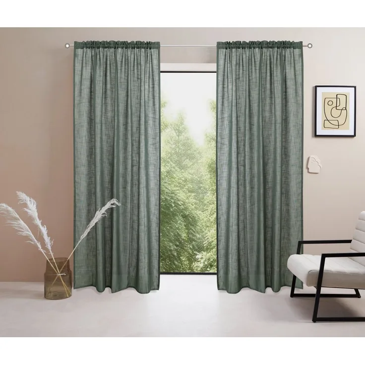 LeGer Home by Lena Gercke Gardine Marusha, Leinenoptik, halbtransparent, 1er & 2er Pack, Topseller! (2 St), Stangendurchzug, halbtransparent, Leinenoptik, grob gewebt, strukturiert, verschiedene Größen