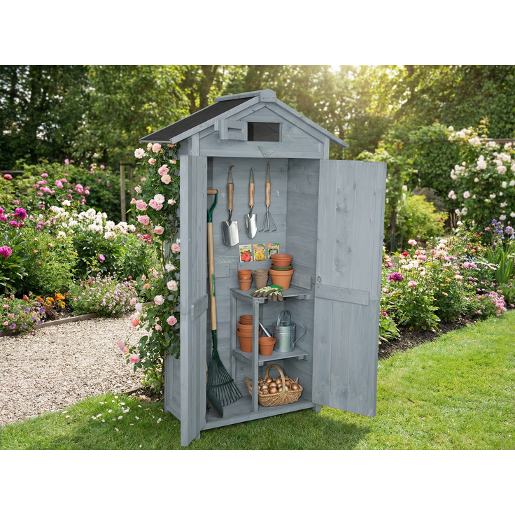Werkzeugschrank aus Holz, ca. 88 x 45,5 x 168 cm, grau – Bild 10
