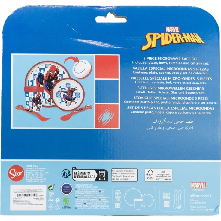Spiderman Kindergeschirr Set 5 teilig für Mikrowellen mit Anti- Rutsch – Bild 3