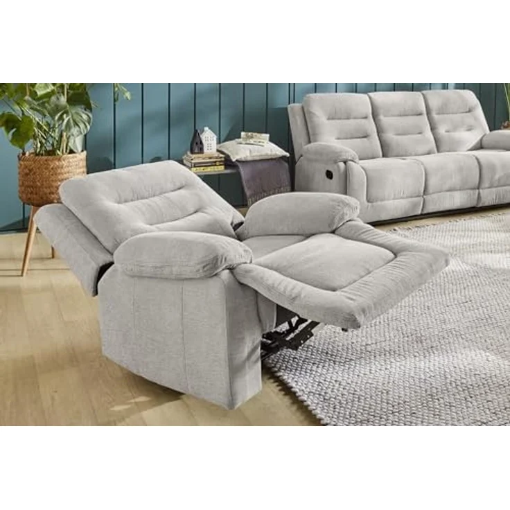 Relax-Fernsehsessel Federkern Liegefunktion TV-Sessel Polsterstoff Chenille Grau – Bild 6