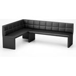 Eckbank Bank Küchenbank -Ruth XL / R -Kunstleder Schwarz 196 x 142 cm