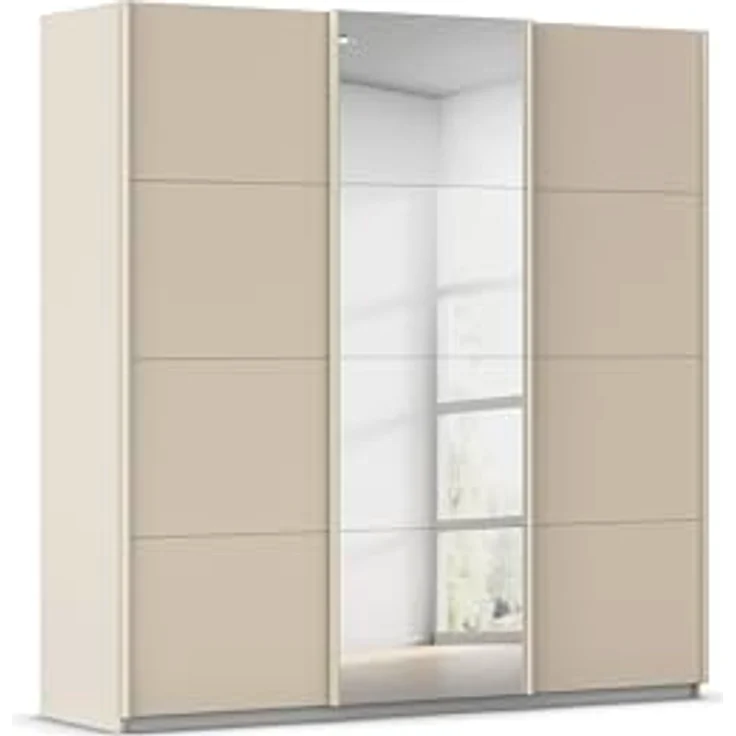 Rauch Möbel Kulmbach, Kleiderschrank mit Schwebetüren für Schlafzimmer, Kinderzimmer, Jugendzimmer, Garderobe, Flur, 3-türig, mit Spiegel, Zubehör Classic, Farbe Beige, Breite 203 cm – Bild 1