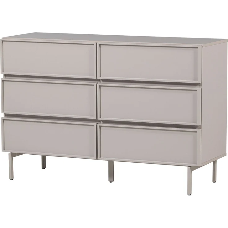 Kommode Tours aus Metall und MDF, modern mit 6 Schubladen, sandfarben, viel Stauraum, 120 x 42 x 80 cm – Bild 1