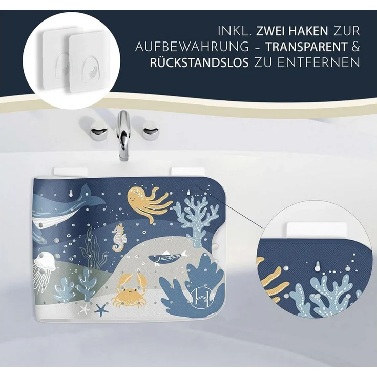 Homerella Badematte rutschfest Kinder - 100% BPA frei Inkl. 2 Haken zum Aufhängen 100x40cm, Antirutschmatte Badewanne Baby hautsensitiv & schimmelresistent, Badewannenmatte rutschfest & waschbar – Bild 3