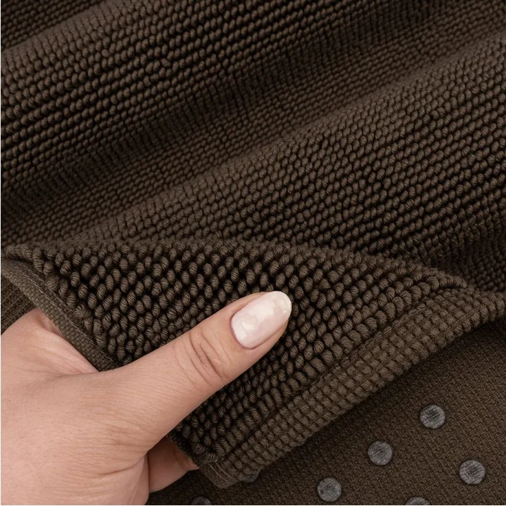 Hammetex 100% Baumwolle rutschfeste Badematte, 51x86 cm Große Badvorleger für Badezimmer, Saugfähig Schnelltrocknend Waschbar Bad Fußmatten, Braun – Bild 4